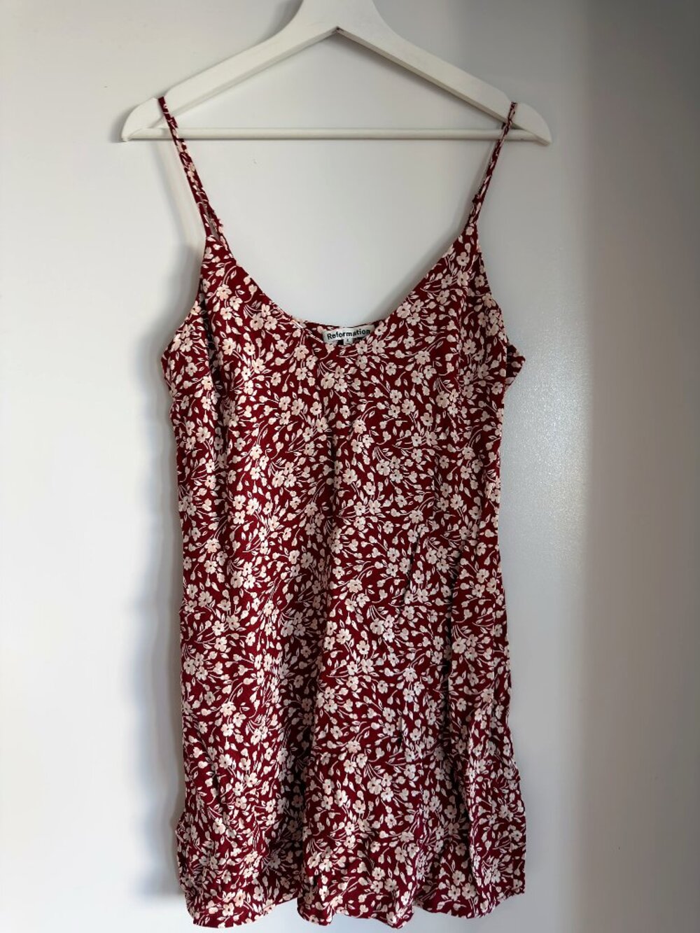 Reformation Burgundy Floral Mini Dress S